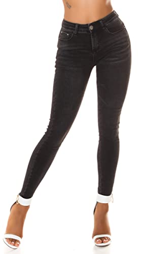 Trendstylez Damen Slim Fit High Waist Stretch Skinny Röhren Jeans Push Up Vintage schwarz J553 Größe 38 von Trendstylez