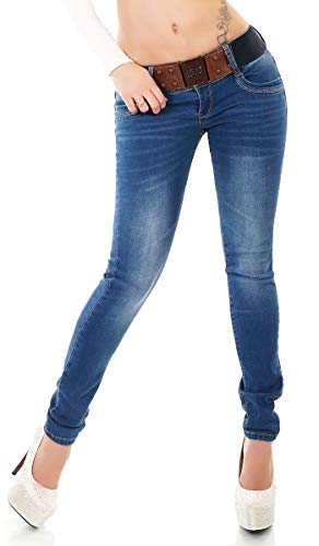 Trendstylez Damen Slim Fit Stretch Basic Röhren Skinny Jeans Blue Washed WT196 Größe 40 von Trendstylez
