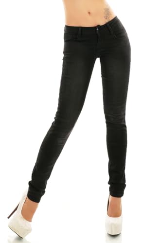 Trendstylez Damen Slim Fit Stretch Basic Skinny Röhren Push Up Jeans schwarz J370 Größe 34 von Trendstylez