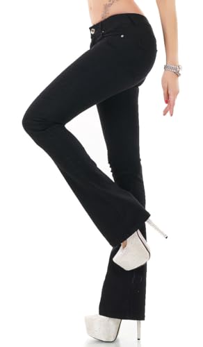 Trendstylez Damen Slim Fit Stretch Boocut Schlag Jeans Push Up Shape Effekt schwarz j1310 Größe 38 von Trendstylez