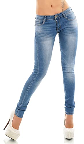 Trendstylez Damen Slim Fit Stretch Push Up Hüft Röhren Skinny Jeans Hose blau J4799 Größe 34 von Trendstylez