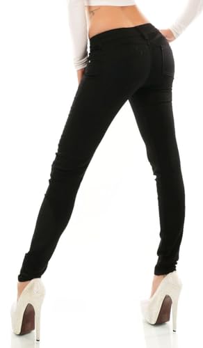 Trendstylez Damen Slim Fit Stretch Röhren Skinny Push Up Basic Jeans Middle Waist schwarz J528 Größe 40 von Trendstylez