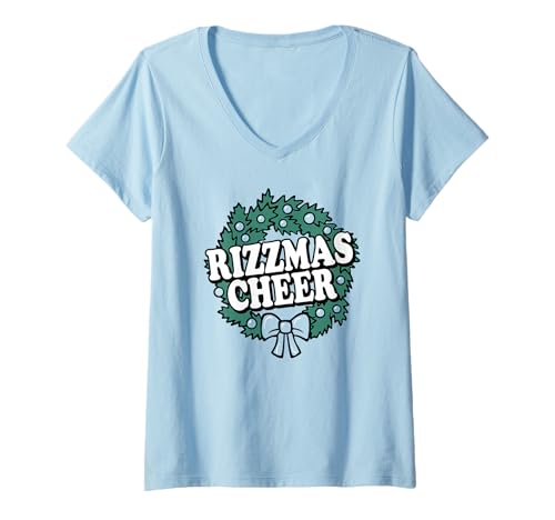 Damen Trendy Apparel Christmas Rizzmas Cheer Ornament Portrait T-Shirt mit V-Ausschnitt von Trendy Apparel