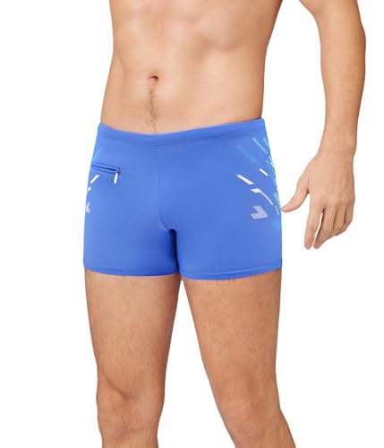 Herren Badeshorts Sport-Bademode Schnell Trocknende Herren Bademode Trunks Badehose Pants (S, LA588-Blue) von Trendy Boy