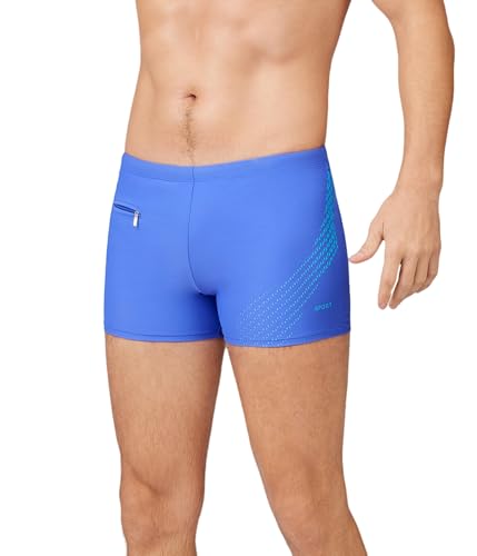 Herren Badeshorts Sport-Bademode Schnell Trocknende Herren Bademode Trunks Badehose Pants (S, LA656-VioletBlue) von Trendy Boy