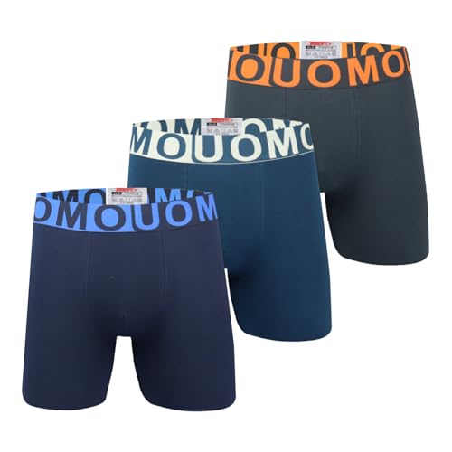 Trendy Boy Herren Stretch-Boxershorts Baumwoll-Unterwäsche Extra Lange Boxershorts – 3er-Pack Klassisch (B726-C2, XL) von Trendy Boy