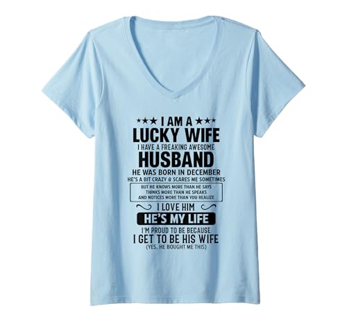 Damen Ich habe einen verdammt tollen Ehemann, er wurde im Dezember geboren T-Shirt mit V-Ausschnitt Damen Ich habe einen verdammt tollen Ehemann, er wurde im Dezember geboren T-Shirt mit V-Ausschnitt von Trendy Coloring