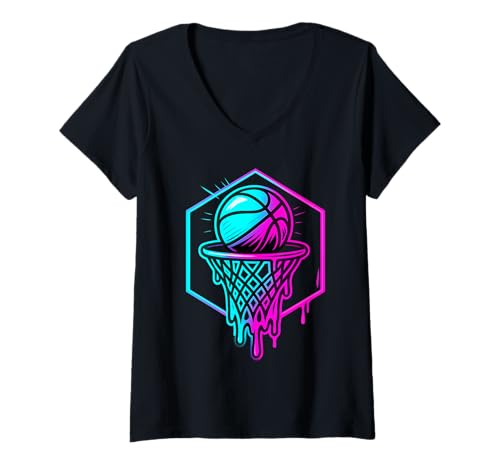 Damen Basketball Drip für Jungen Drippy Design Jugend Jungen Basketball T-Shirt mit V-Ausschnitt von Trendy Drippy Sports Apparel for Boys and Youth