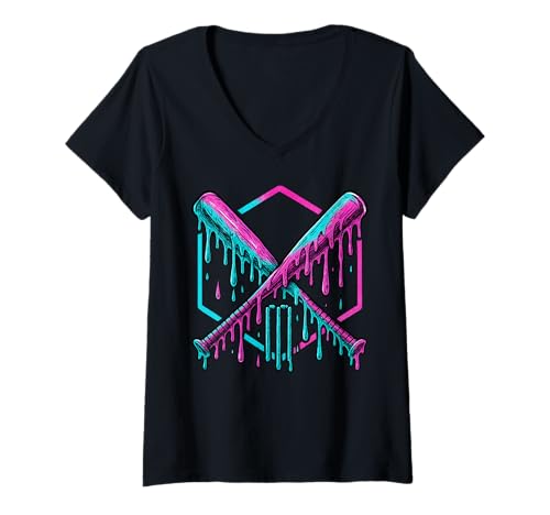 Damen Cricket Drip für Jungen, Drippy Design, Jugend Jungen Cricket T-Shirt mit V-Ausschnitt von Trendy Drippy Sports Apparel for Boys and Youth