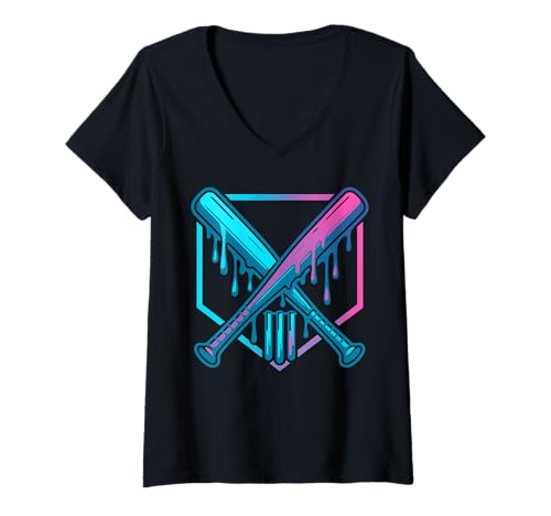 Damen Cricket Drip für Jungen, Drippy Design, Jugend Jungen Cricket T-Shirt mit V-Ausschnitt von Trendy Drippy Sports Apparel for Boys and Youth
