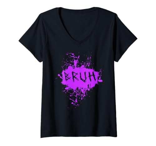Damen Bruh Lustiger Spruch Meme Bro Boy Mädchen Kinder Jugend Teenager Slang T-Shirt mit V-Ausschnitt von Trendy Funny Sayings Bruh Meme Video Game co.