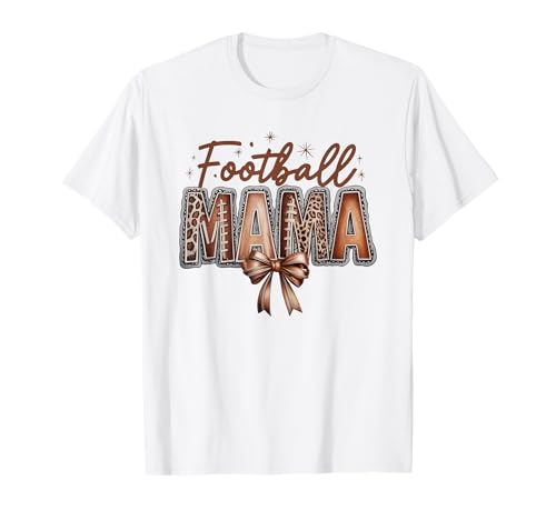Fußball Mama Leopard Brief Bogen Herbst Sport Saison Damen T-Shirt von Trendy Game Day Football Mom Shirt Collection