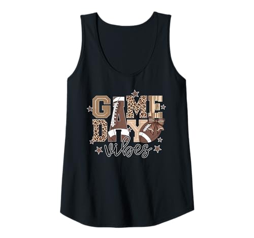 Damen Game Day Vibes Fußball Leopard Print Camo Buchstaben Sport Tank Top von Trendy Game Day Football Vibes Sports Apparel