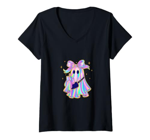 Damen Trendy Ghost Shirt Kaffee Tumbler Pastell Halloween Fun T-Shirt mit V-Ausschnitt Damen Trendy Ghost Shirt Kaffee Tumbler Pastell Halloween Fun T-Shirt mit V-Ausschnitt von Trendy Ghost Tee Shirts for Halloween Teens