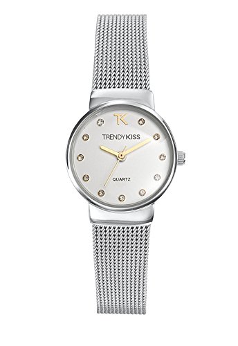 Trendy Kiss Damen-Armbanduhr, Quarz, analog, silberfarbenes Zifferblatt, graues Metall-Armband, TMG10065-31 von Trendy Kiss