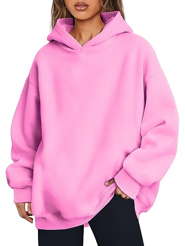 Trendy Queen Damen Oversized Hoodies Fleece Hooded Sweatshirts Comfy Casual Pullover Loose Lightweight Fall Winter Clothes, Pink, M von Trendy Queen