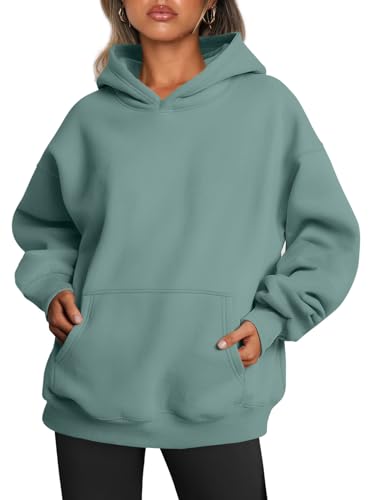 Trendy Queen Damen Oversized Hoodies Fleece Sweatshirts Langarm Pullover Herbst Kleidung mit Tasche, See, M von Trendy Queen