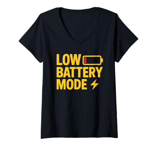 Damen Lustiges Hemd mit niedrigem Batteriebetrieb, faul müde, energiesparend, Humor T-Shirt mit V-Ausschnitt Damen Lustiges Hemd mit niedrigem Batteriebetrieb, faul müde, energiesparend, Humor T-Shirt mit V-Ausschnitt von Trendy Retro Funny Sarcastic Humor Graphic Tees
