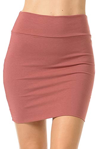 Fashion Aktiv Basic Doppellagige Baumwolle Simple Stretch Tube Bleistift Mini Rock - rosa - Groß von Trendy Street