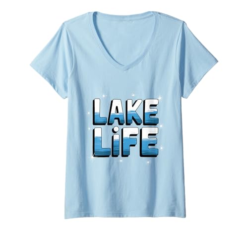 Damen Lake Life Vibe New Outdoor Bootsfahrer Camper & Naturliebhaber T-Shirt mit V-Ausschnitt Damen Lake Life Vibe New Outdoor Bootsfahrer Camper & Naturliebhaber T-Shirt mit V-Ausschnitt von Trendy Tamale