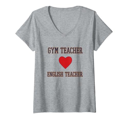 Damen In My Engaged Era Gym X English Teacher Collegiate T-Shirt mit V-Ausschnitt Damen In My Engaged Era Gym X English Teacher Collegiate T-Shirt mit V-Ausschnitt von Trendy Wedding Engagement Apparel