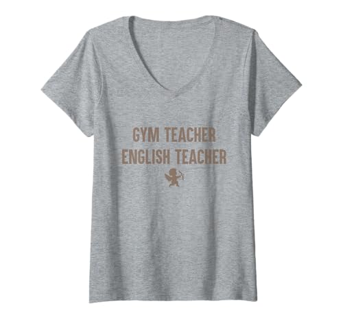 Damen In My Engaged Era Gym X English Teacher Cupid T-Shirt mit V-Ausschnitt Damen In My Engaged Era Gym X English Teacher Cupid T-Shirt mit V-Ausschnitt von Trendy Wedding Engagement Apparel