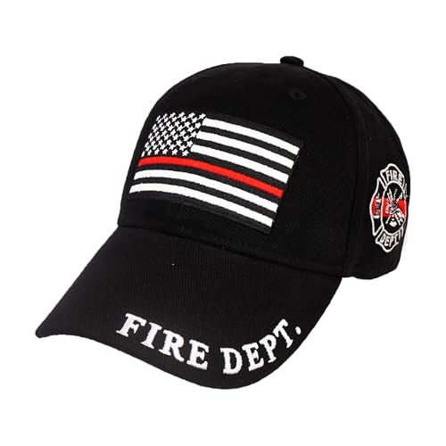 Fire Thin Red Line Dept Cap | Honor Firefighters Durable & Stylish Comfortable Baseball Cap for Men & Women | Perfect for Everyday, Ideal for Fire Department Members & Supporters 100% Cotton, Schwarz, von Trendy Zone 21