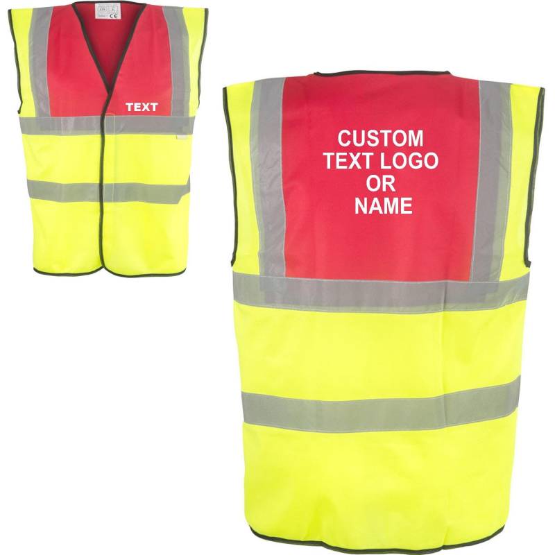 Gelbe Und Rote Westen Zweifarbige Für Erwachsene Individuell Bedruckte Vorder - Rückseite Bedruckbare Reflektierende Sicherheitsjacken Gelbe Und Rote Westen Zweifarbige Für Erwachsene Individuell Bedruckte Vorder - Rückseite Bedruckbare Reflektierende Sicherheitsjacken von TrendyCraftsShop