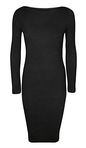 Damen-Kleid mit langen Ärmeln, figurbetont, Wadenlang, Übergröße 34-52, Schwarz , 34-36 Damen-Kleid mit langen Ärmeln, figurbetont, Wadenlang, Übergröße 34-52, Schwarz , 34-36 von TrendyFashion