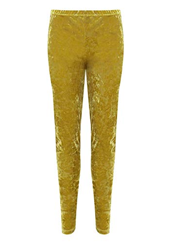 Damen-Leggings aus Samt, Plüsch, Samt, weiche Hose, senffarben, 24-26 von TrendyFashion