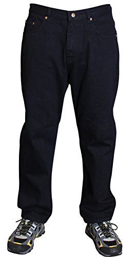 HERREN QUALITY EURO DENIM 100% BAUMWOLLE REGULÄRE PASSFORM GERADE STRAPAZIERFÄHIG JEANS - Schwarz, Herren, W46 L29 regulär von TrendyFashion