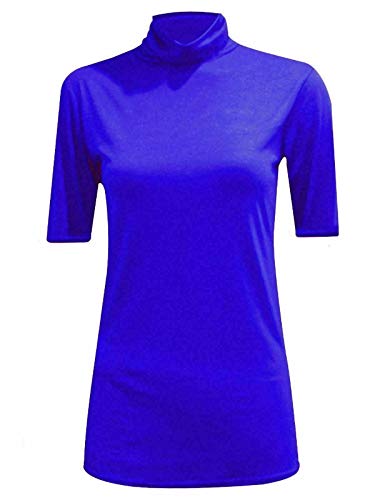 TrendyFashion Damen Kurzarm Rollkragen Pullover Damen Rollkragen Kurzarm Stretch Bodycon Casual Top, königsblau, 42-44 von TrendyFashion