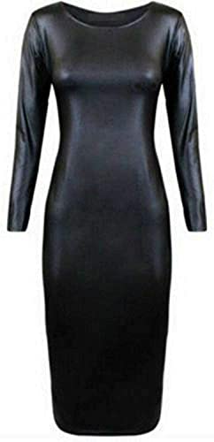 TrendyFashion Damen-Midikleid aus PVC, Wetlook, langärmelig, Rundhalsausschnitt, glänzend, ausgefallene Partykleidung, figurbetontes Kleid, Figurbetontes Midikleid im Wet-Look, 38-40 TrendyFashion Damen-Midikleid aus PVC, Wetlook, langärmelig, Rundhalsausschnitt, glänzend, ausgefallene Partykleidung, figurbetontes Kleid, Figurbetontes Midikleid im Wet-Look, 38-40 von TrendyFashion