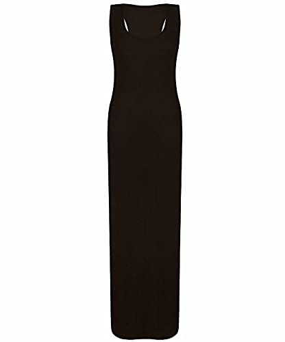 TrendyFashion Damen Sommer Maxi Freizeitkleid Damen Racer Back Lang Strandkleider Plus Size, Schwarz , 42/44 von TrendyFashion