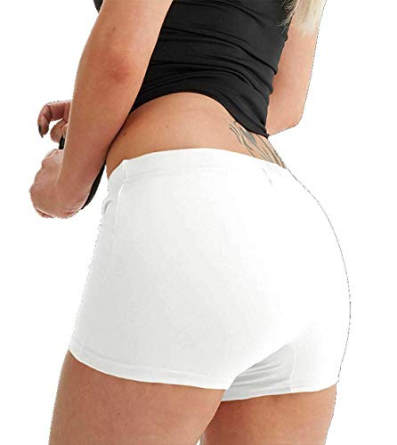 TrendyFashion Damen Stretch Shorts Damen Hot Pants Sexy Strand Pool Party Wear Club Wear Hot Pants, weiß, 34-36 von TrendyFashion