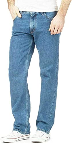 TrendyFashion Herren-Jeans mit geradem Bein, normale Passform, bequeme Hose, für Erwachsene, strapazierfähig, Arbeitsjeans, hellblau, 34W x 31L von TrendyFashion
