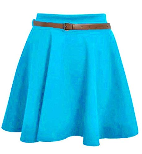 TrendyFashion Skater Rock mit Gürtel, Stretch-Taille, einfarbig, ausgestellt, Jersey, kurzer Rock, Damen, Größe 36-50, türkis, 34-36 TrendyFashion Skater Rock mit Gürtel, Stretch-Taille, einfarbig, ausgestellt, Jersey, kurzer Rock, Damen, Größe 36-50, türkis, 34-36 von TrendyFashion