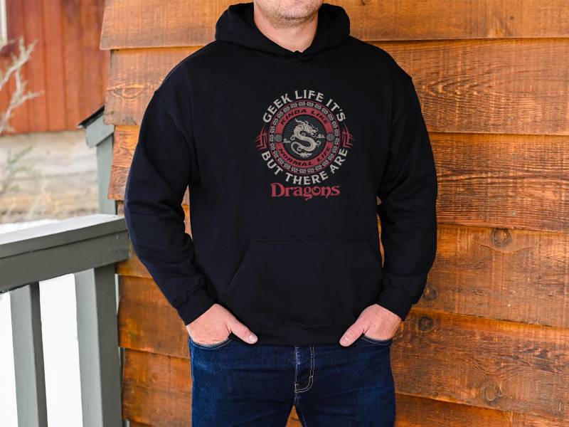 Geek Leben Dnd Dungeon Master Spielmaster Dm Gm Rpg Tabletop Spiele D20 Unisex Hoodie Kapuzen-Sweatshirt von TrendyFindsCo