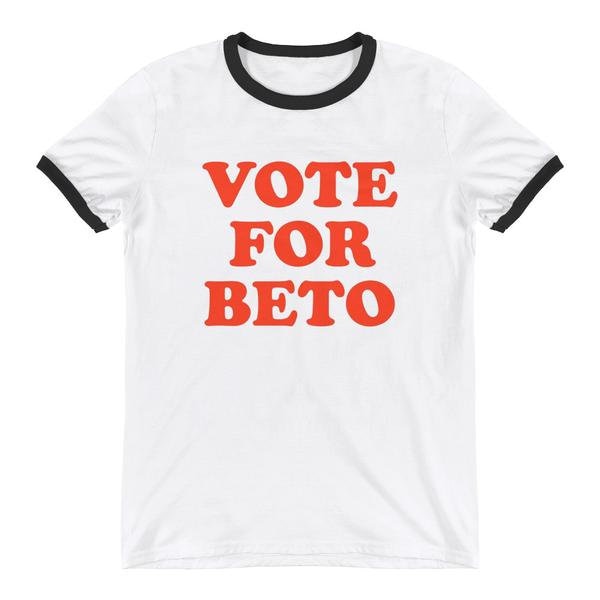 Vote For Beto O'rourke Ringer Herren T-Shirt Weiß von TrendyTeeStore