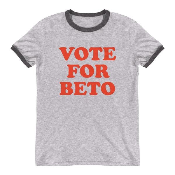 Votum Für Beto O'rourke Ringer Herren Grau T-Shirt von TrendyTeeStore