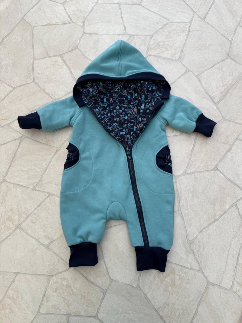 Alpenfleece-Overall Mit Jersey Gefüttert | Größe 62 Mint Handmade Babyanzug Jerseyfutter von TrendyWoodLight