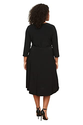 Trendyol Curve Damen Midi A-line Regular Plus Size Dress, Schwarz, 3XL Große Größen EU von TRENDYOL