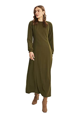 Trendyol Women's TCTAW22EB0031 Dress, Khaki, 42 von TRENDYOL