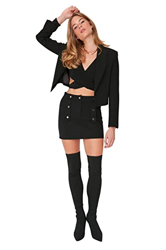 TRENDYOL Damen Trendyol Damen Basics Mini Bodycone A-linie Webstoffürock Skirt, Schwarz, 42 EU von TRENDYOL