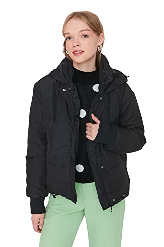 TRENDYOL Damen Trendyol Damen Regular Puffer Plain Webstoff Winterjacke Coat, Schwarz, S EU von TRENDYOL