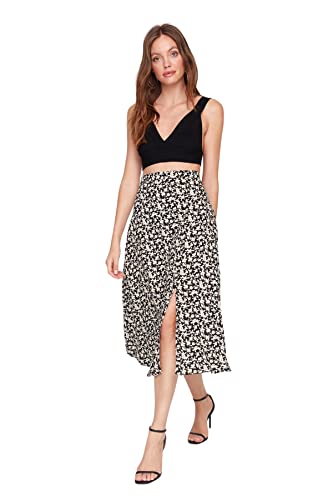 TRENDYOL Damen Trendyol Tile Flower Pattern Tip Detailed Skirt, Schwarz, 42 EU von TRENDYOL