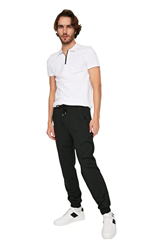 Trendyol Herren Black Male Regular Fit Zipper Pockets Sweatpants, Schwarz, L EU von TRENDYOL