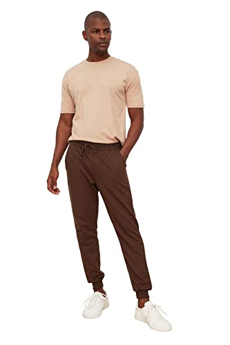TRENDYOL Herren Trendyol Männlich Regulärer Passen Gummi Saber Grundlegender Trainingsanzug Sweatpants Jogginghose, Braun, M von TRENDYOL