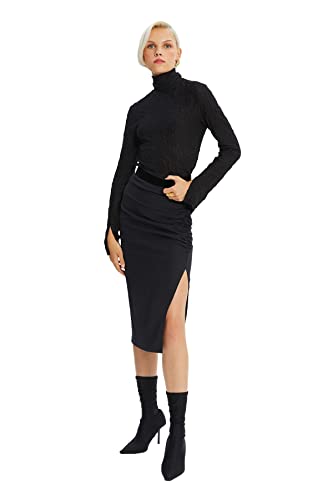 TRENDYOL Damen Schwarzer Verformter Tipp Detaillierter Rock Skirt Contemporary, Schwarz, 44 von TRENDYOL