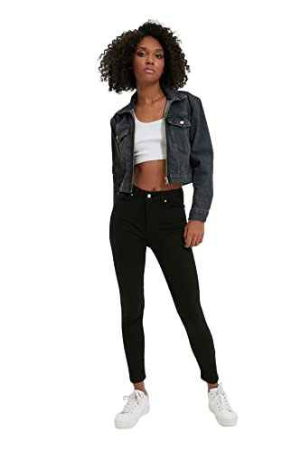 TRENDYOL Damen Schwarze Hohe Taille Skinny Jeans, die Nicht Verblasst Sind Jeans, Schwarz, 42 EU von TRENDYOL